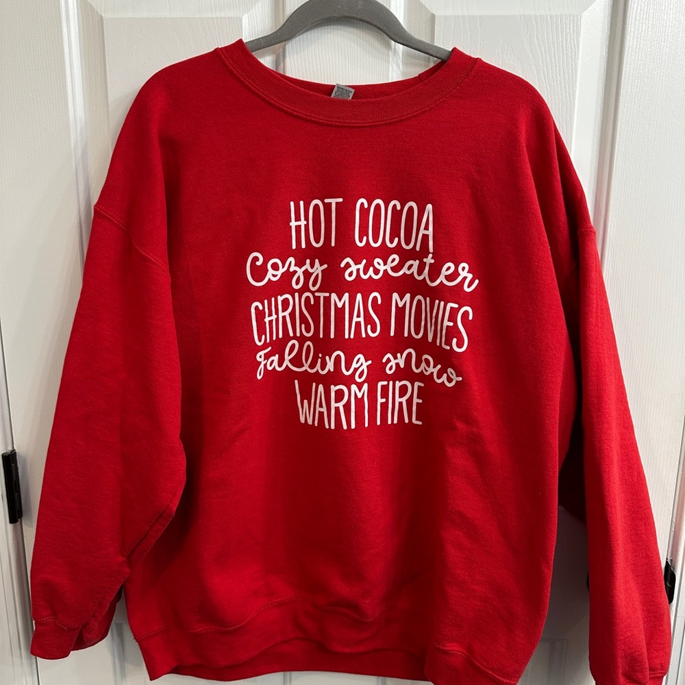 Gildan Red Crewneck Sweatshirt with White Tag